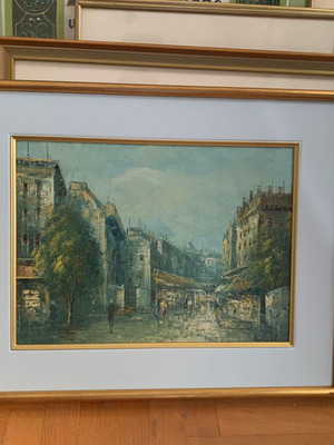Vintage ελαιογραφία Burnett Παρίσι σκηνή δρόμου σαν καινούργιο