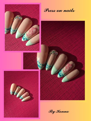 Press-on nails set of 10, handmade, reusable, new