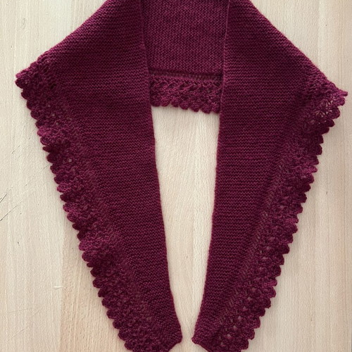 Hand-Knit Burgundy Lace Shawlette new