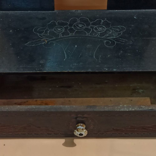 Prewar small dressing table used with carved design