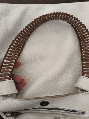Callista Crafts leather shoulder bag used, off-white large