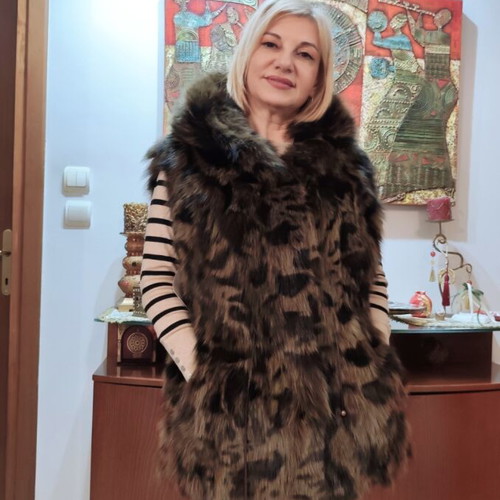 Fox Fur Vest new with leopard print hood, light and warm