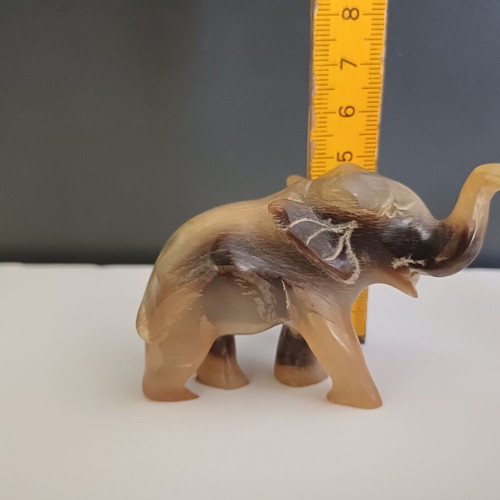 Carved elephant figurines used, set of two, missing tusks