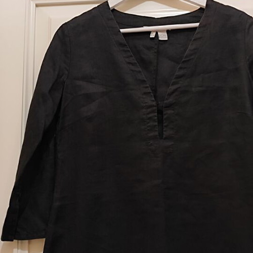 Zara Basic Black Ramie Shirt Dress Large like new
