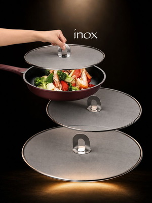 Set of 3 Stainless Steel Frying Pan Splash Guards new