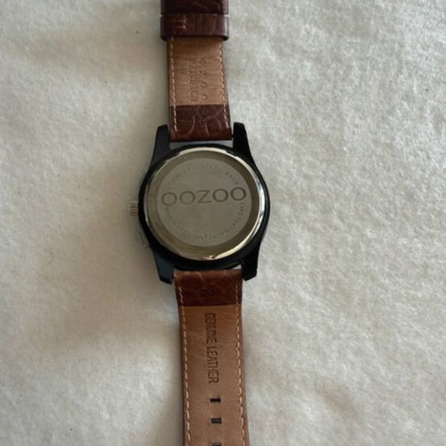 Oozoo men's watch black dial tan strap