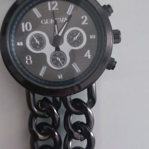 Watch with metal bracelet chain like new, women's, black