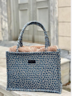 Τσάντα ώμου Sorena Handmade αχρησιμοποίητη τιρκουάζ με λουράκι και τσάντα προστασίας