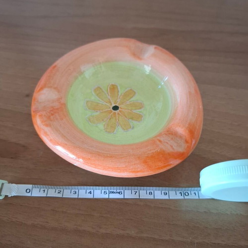 Ceramic handmade ashtray like new with flower 10 cm
