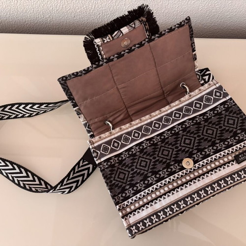 Handmade Boho Ethnic Shoulder Bag Joanna Androni new, black and white