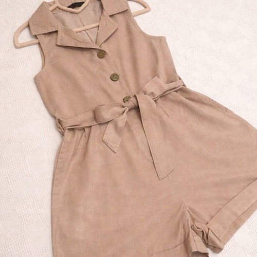 Girls' jumpsuit new, beige nude, sizes 116–122 cm