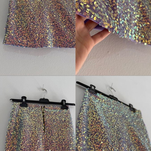 Women's mini skirt with multicolored sequins used, size S