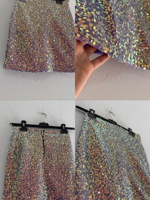 Women's mini skirt with multicolored sequins used, size S