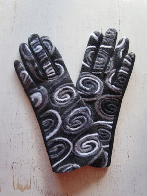 Black women's gloves with spiral pattern like new