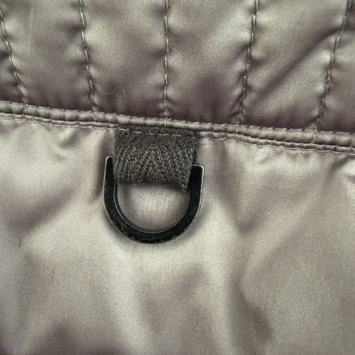Zara Woman quilted puffer vest used, metallic taupe with black faux-shearling collar