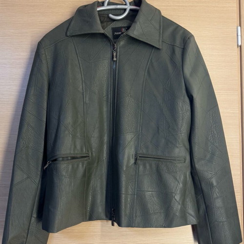 Olive leatherette jacket size L like new
