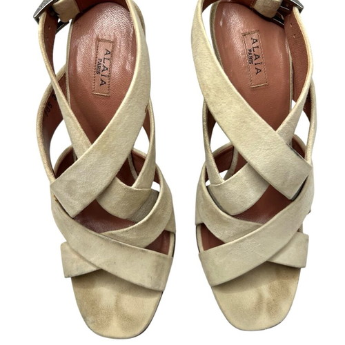 Alaïa beige suede sandals used, size 38