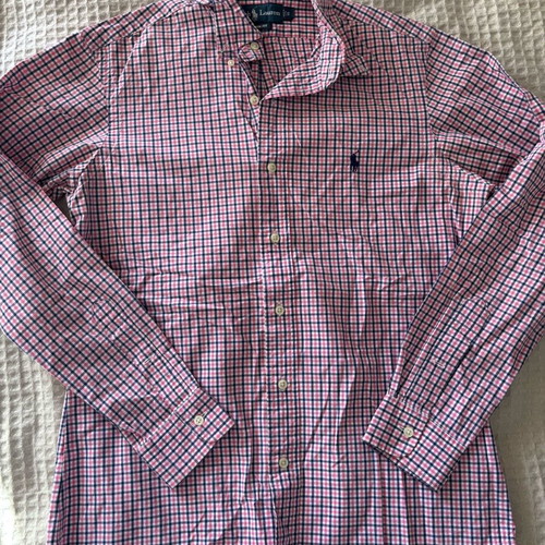 Men's checked shirt Ralph Lauren size S like new, white and pink