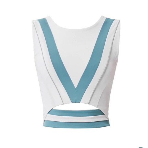 Quavino Athletic Bustier Top New, White Blue, Small