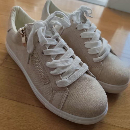 Shein beige athletic shoes new with side zipper