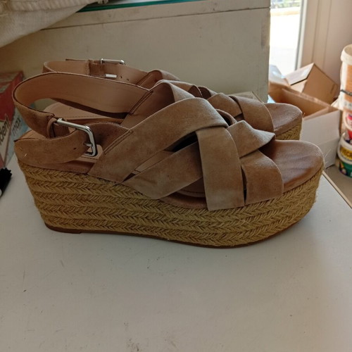 Mango platform sandals size 40 like new beige