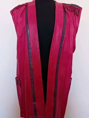 Leather vintage 80s sleeveless vest like new, pink and purple