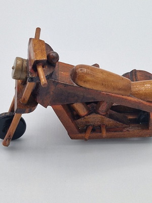 Vintage Handmade Wooden Motorcycle with Sidecar miniature used