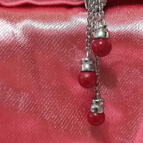 Silver 925 Earrings with Red Coral Stones and Clips like new