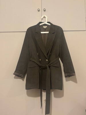 Topshop women's oversized checked blazer with belt used, Large, brown