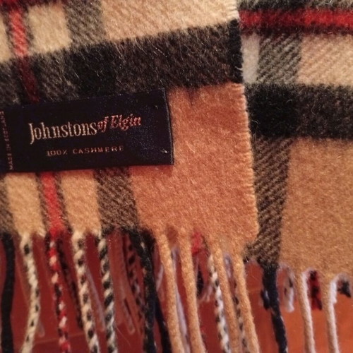 Burberry folding umbrella and Johnstones of Elgin cashmere scarf used