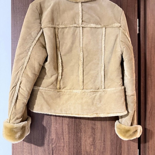 Mouton leather jacket used size M beige