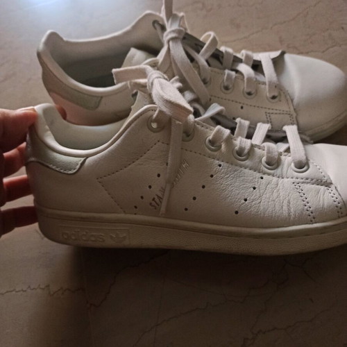 Adidas Stan Smith athletic shoes used, leather, size 37.5, white and gray