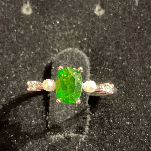 Diopside ring one size with authentic natural stone