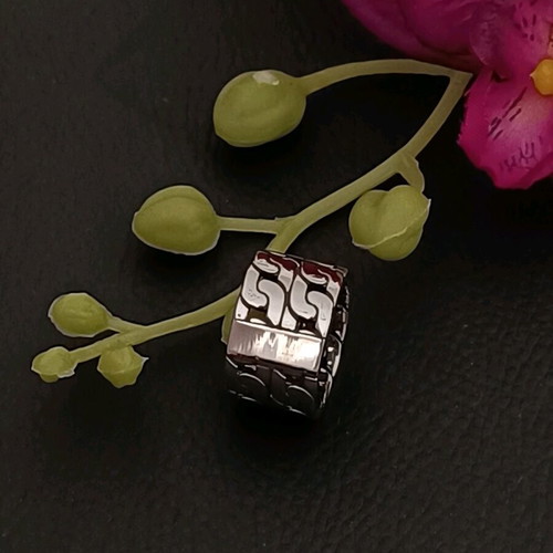 Stainless steel double chain ring new, silver
