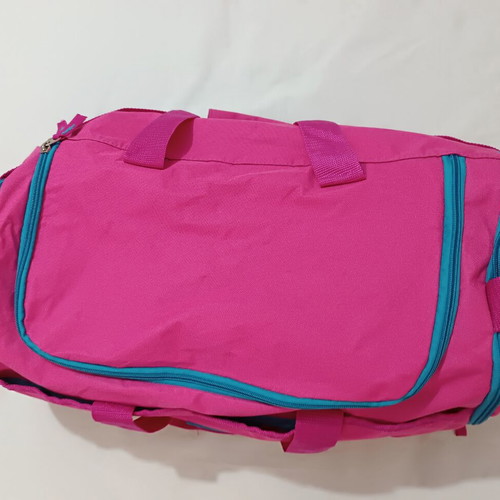 LiveUp Sports gym bag, fuchsia with turquoise details