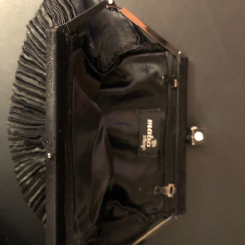 Black satin handbag with pleats used