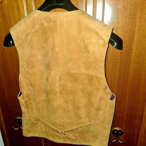 Men's suede leather vest large like new, brown