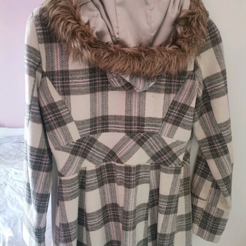 Women's coat used Tally Weijl medium size plaid with hood