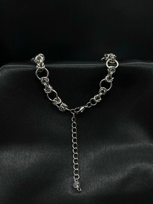 Choker stainless steel with purple glass beads new