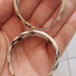 Plaid hoop earrings like new, black and beige leather-like