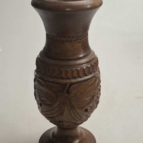 Ξύλινο βάζο vintage με θέμα Άμπελος σαν καινούργιο