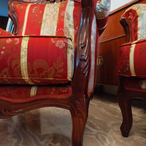 Classic Louis-style carved vintage wooden living room set