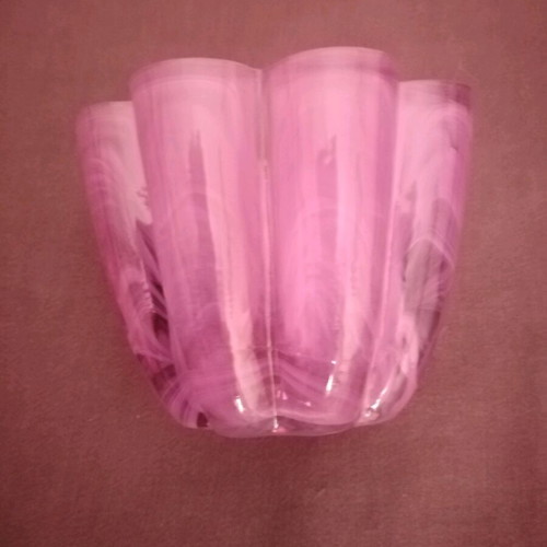 Walther glass candle holder lilac with white veins like new
