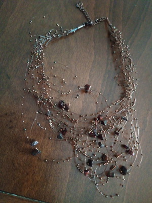 Alternative bronze choker necklace fairy nest type used with brown agate