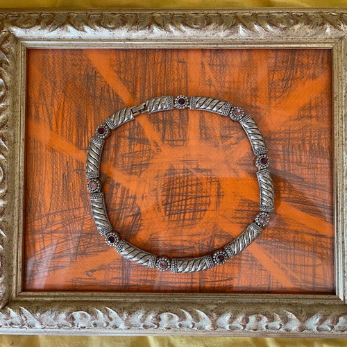 Handmade vintage silver-plated choker necklace 43 cm like new, silver