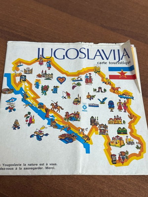 Ταξιδιωτικός χάρτης Γιουγκοσλαβίας μεταχειρισμένος, καλή κατάσταση