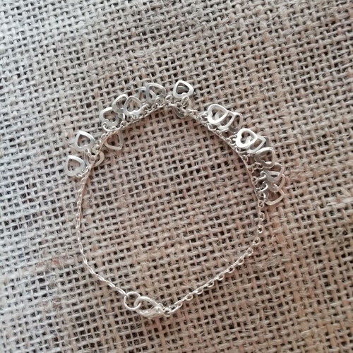 Stainless Steel Bracelet Hearts Silver Color new