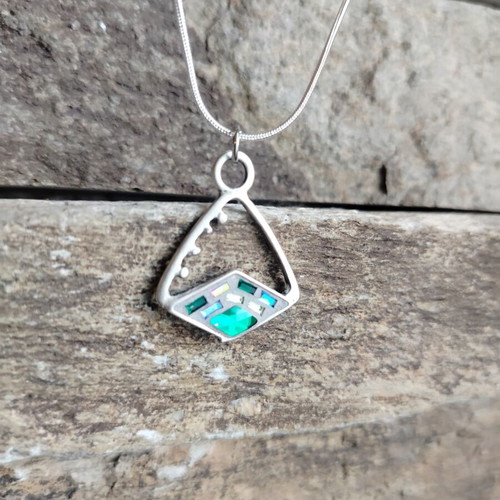 Sea Breeze mosaic necklace handmade with silver plating