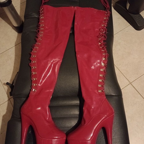 Pleaser Flamingo 3063 boots size 37 used red 17 cm heel