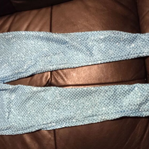 Girls' leggings with glitter like new, size 122 cm, blue
